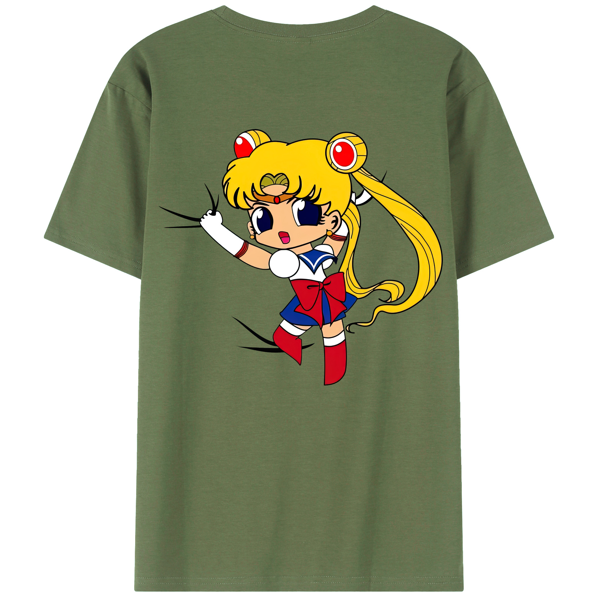 （画像用） 美少女戦士セーラームーン 月野 うさぎ つきの うさぎ Sailor Moon Tsukino Usagi 綿100％ メンズ半袖Tシャツ（バックプリント） 通気性